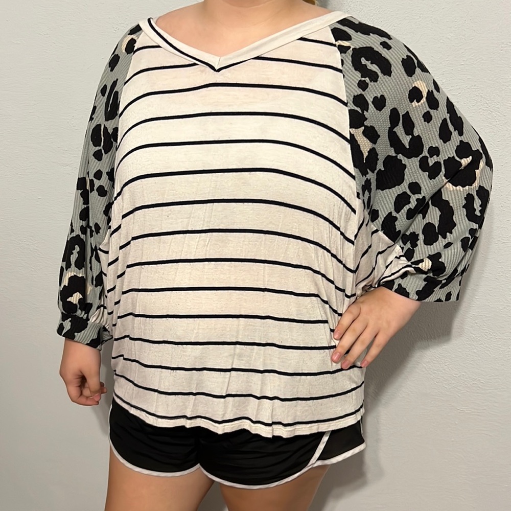 Stripped leopard shirt